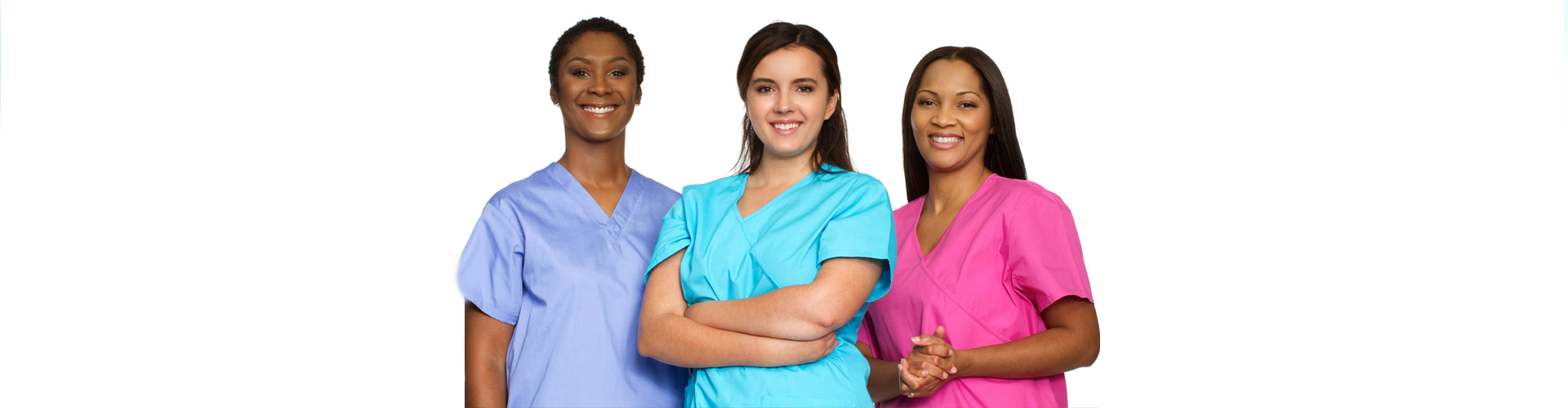 three healthcare workers smiling